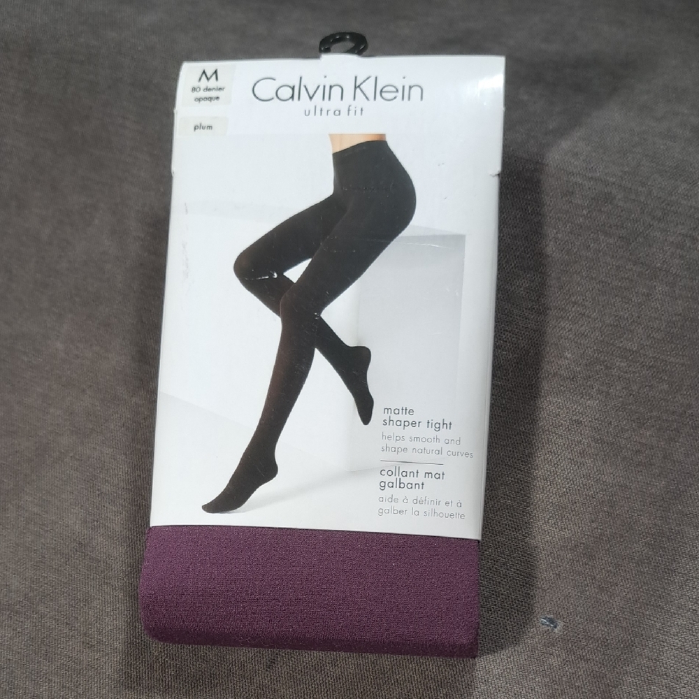 Calvin Klein Ultra Fit Plum Matte Shaper Nylon Spandex Tights NWT SIZE M
